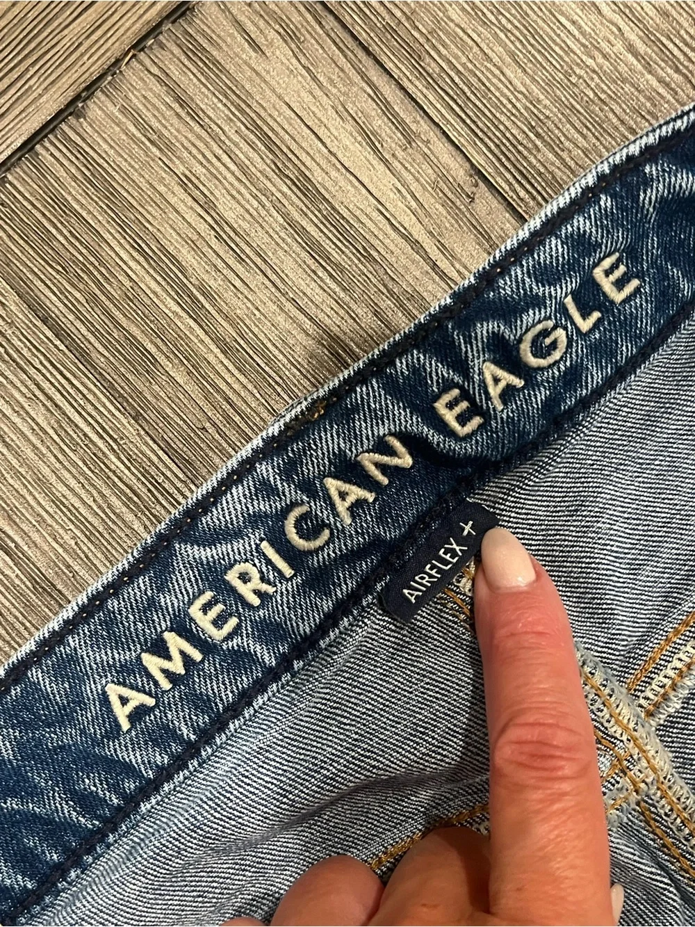 American Eagle Men’s Airflex Jeans Bundle: Distressed Light Blue and Dark Blue